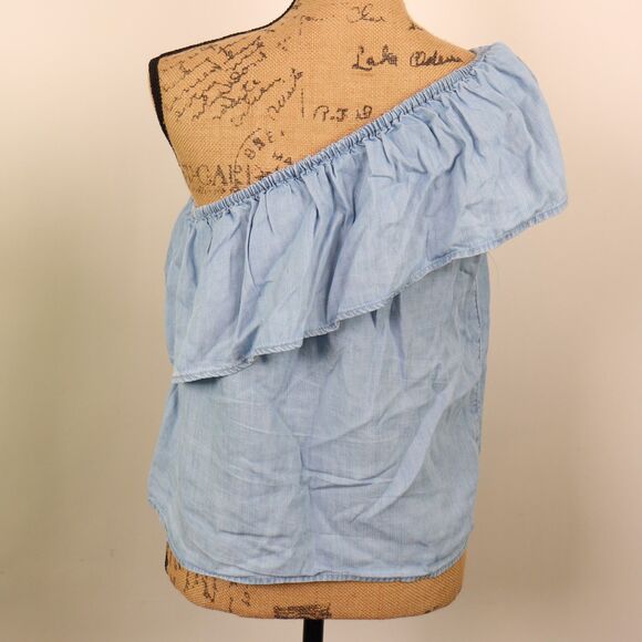 American Eagle denim one shoulder top Small - Picture 4 of 6